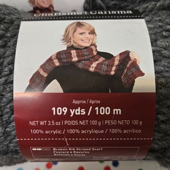 LOOPSโ& THREADS CHARISMA CHARCOAL 3.5 Oz Per Skein 109 Yds X4 - Picture 2 of 12